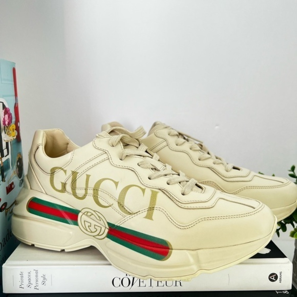 Gucci Off-White Vintage Logo Rhyton Sneakers Womens Size 40.5 U.S 9.5